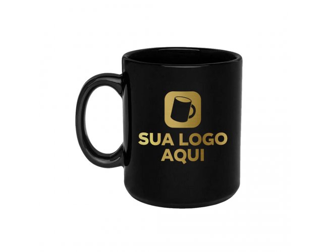 Caneca de Porcelana Preta de 300ml
