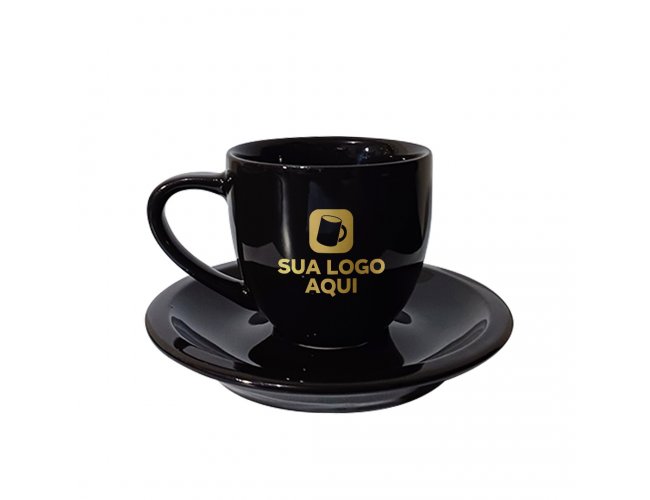 Xcara Preta Personalizada de Caf de 95ml de Porcelana